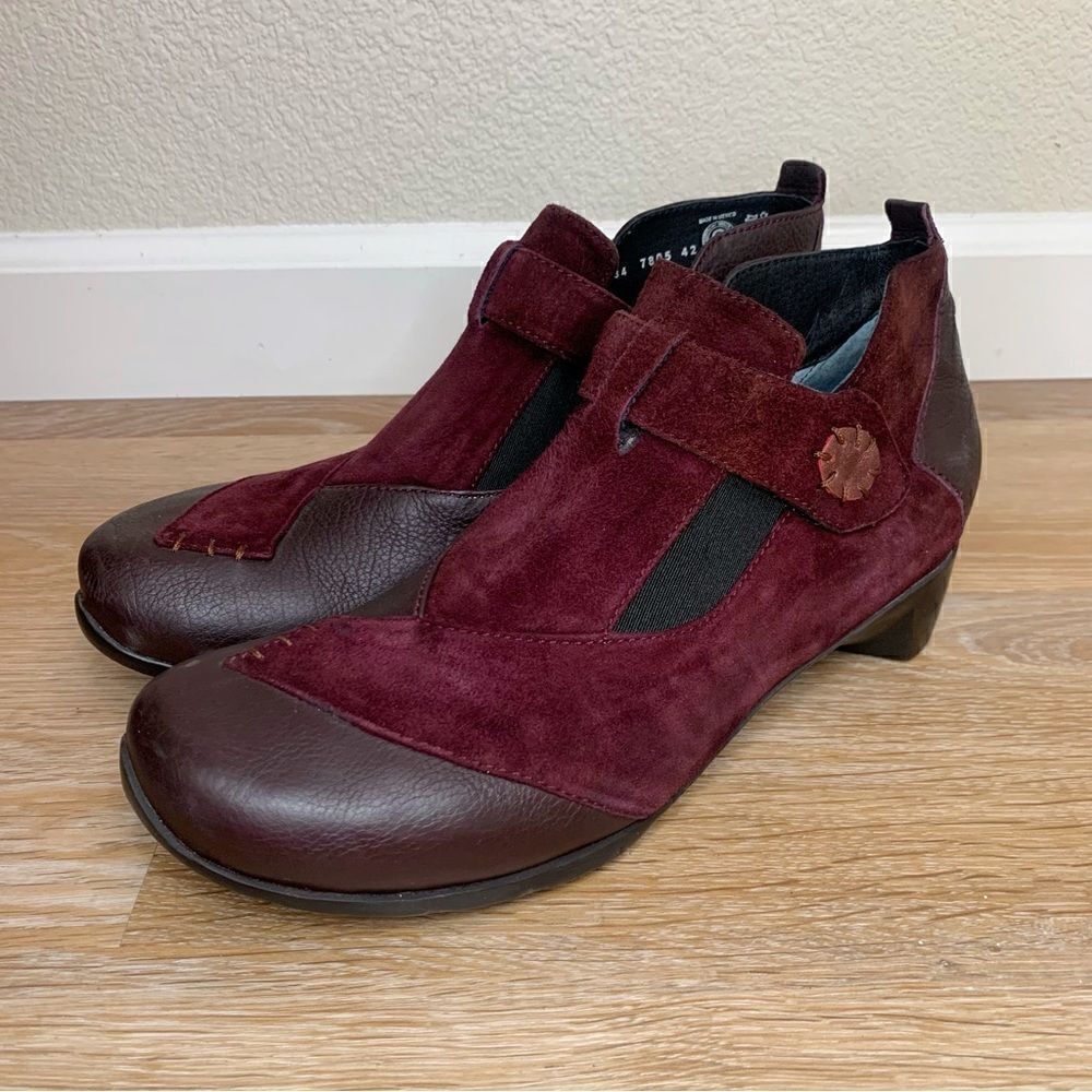 Wolky Namibia Wine Suede Upper Women’s Ankle Boots, Size 10.5-11